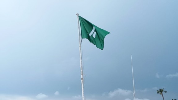Una bandera per a daltònics a les platges del Vendrell.