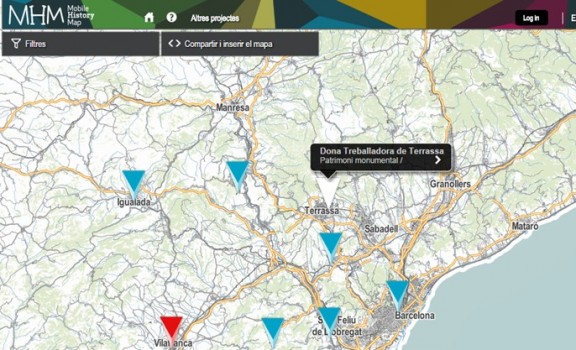 Captura del web Mobile History Map on es pot veure els punts estratègics marcats