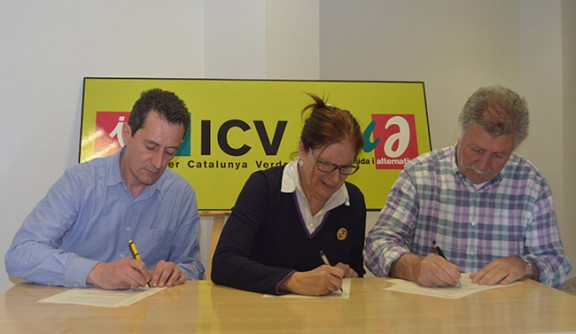 Signatura de l'acord entre ICV i EUiA a Granollers