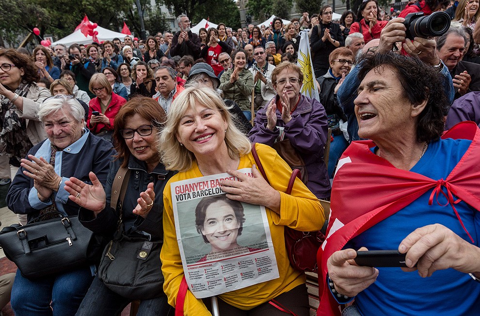 Seguidors de Barcelona en Comú, en un acte de campanya