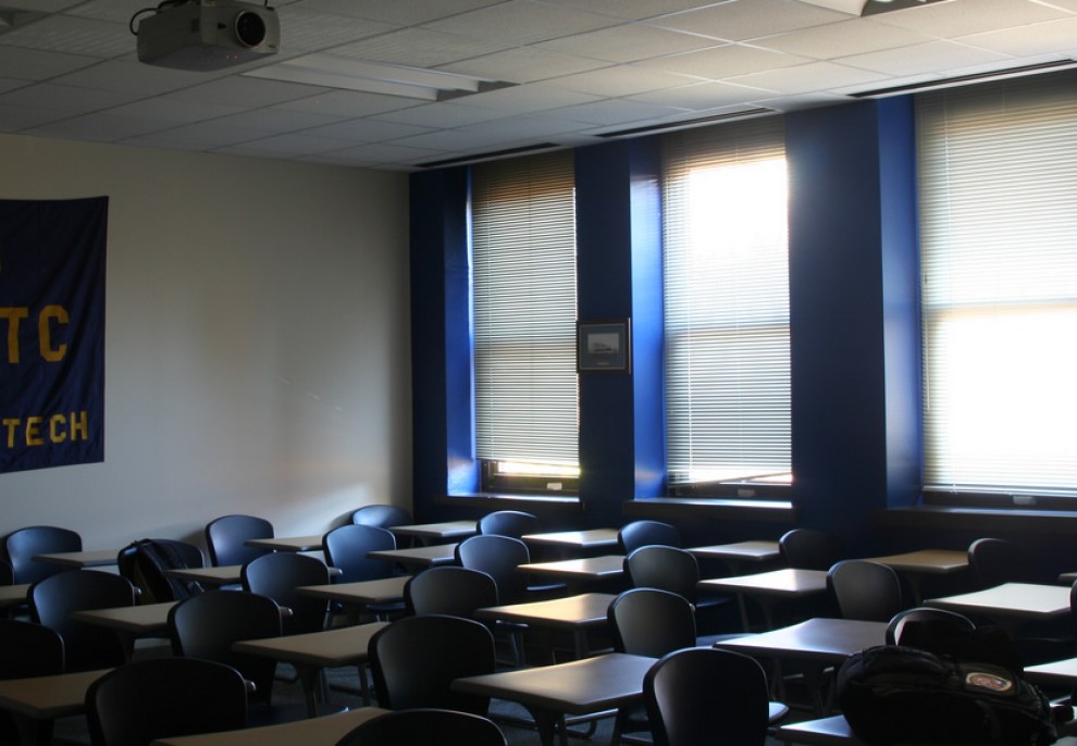Una aula buida, en una imatge d'arxiu.