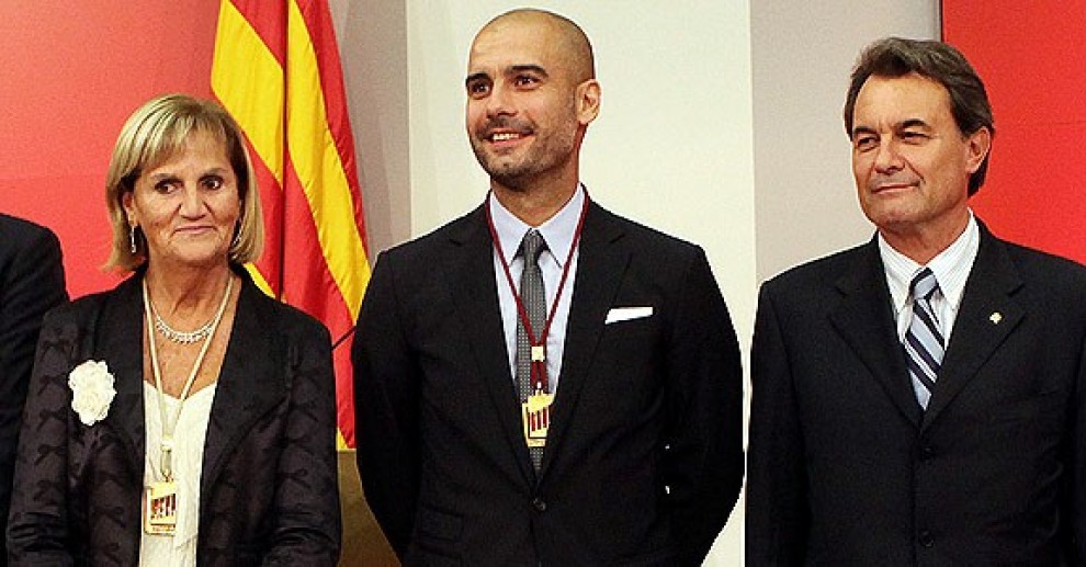 Pep Guardiola, al costat de Mas i de Gispert, en una imatge d'arxiu