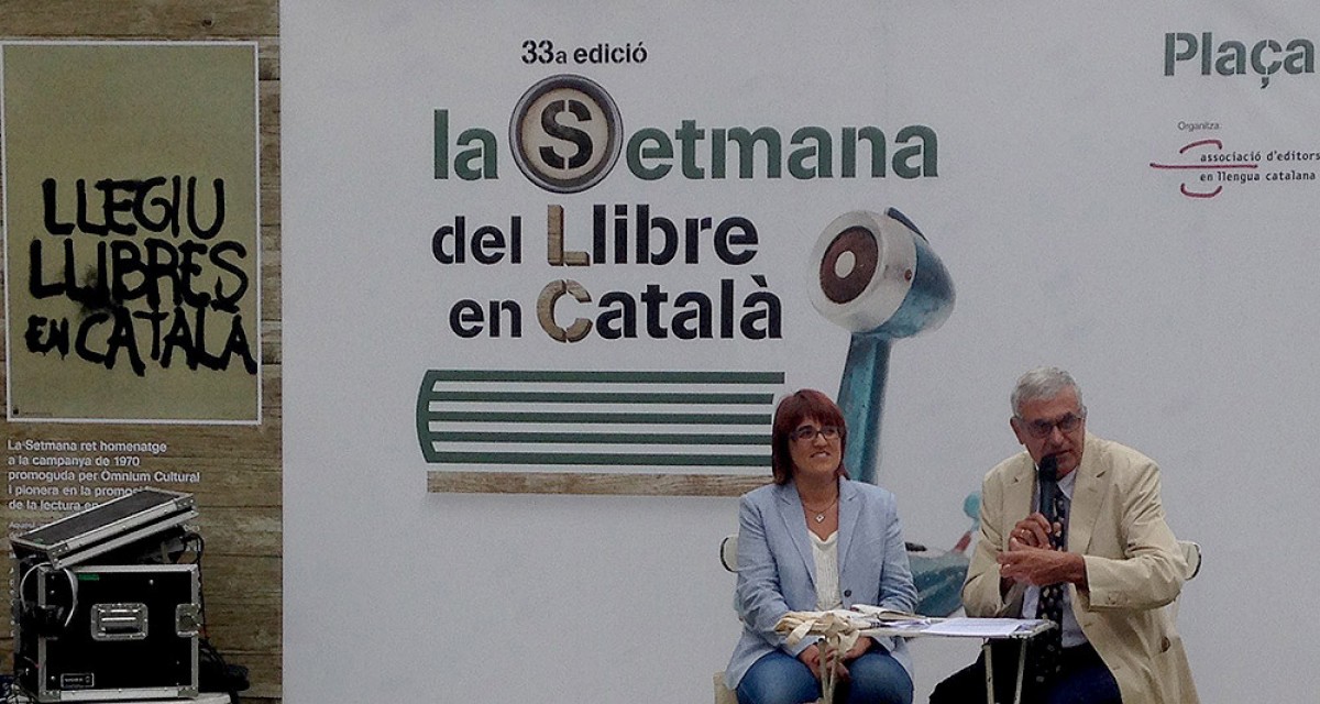 Montse Ayats i Albert Pèlach, en la presentació de la Setmana del Llibre en Català que comença aquest divendres