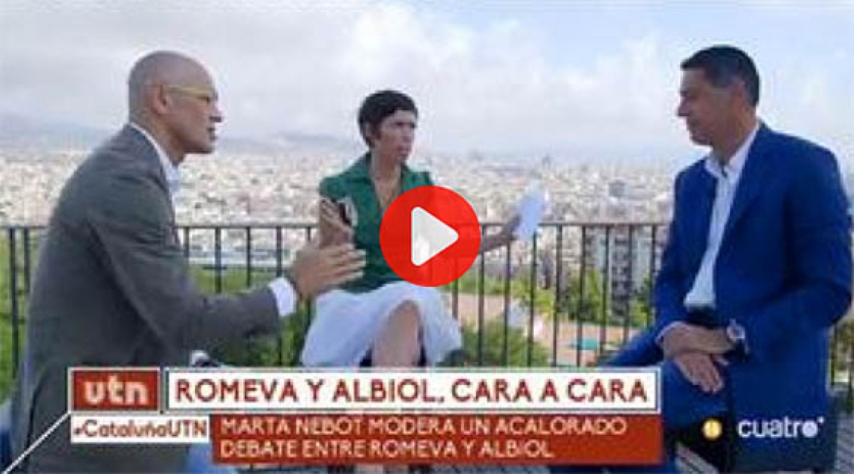 Raül Romeva i Xavier García Albiol, durant el cara a cara a Cuatro