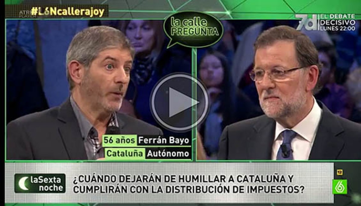 Mariano Rajoy i Ferran Bayo, en un moment de «La calle pregunta»