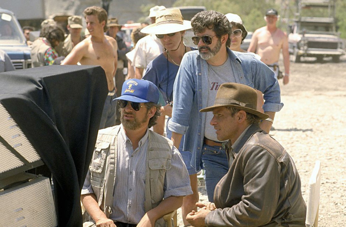 Steven Spielberg, George Lucas i Harrison Ford, rodant un dels episodis d'«Indiana Jones»