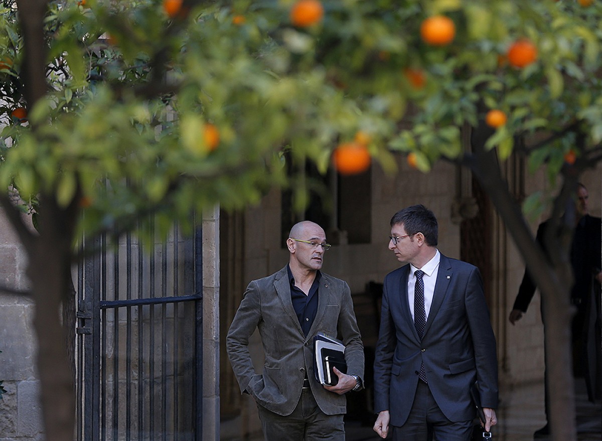 Raül Romeva i Carles Mundó aquest dimarts al Palau de la Generalitat