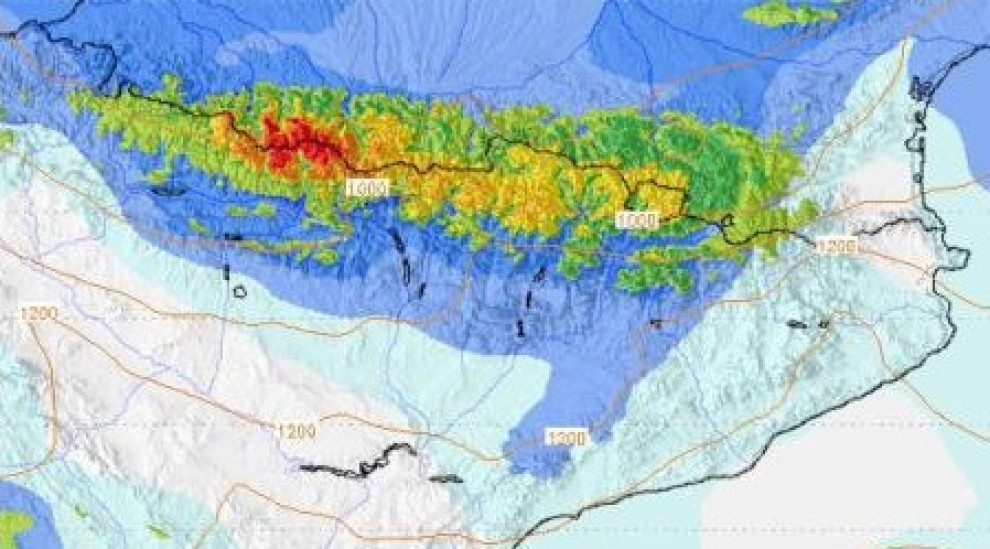 Mapa de neu prevista fins el dia 7 al Pirineu
