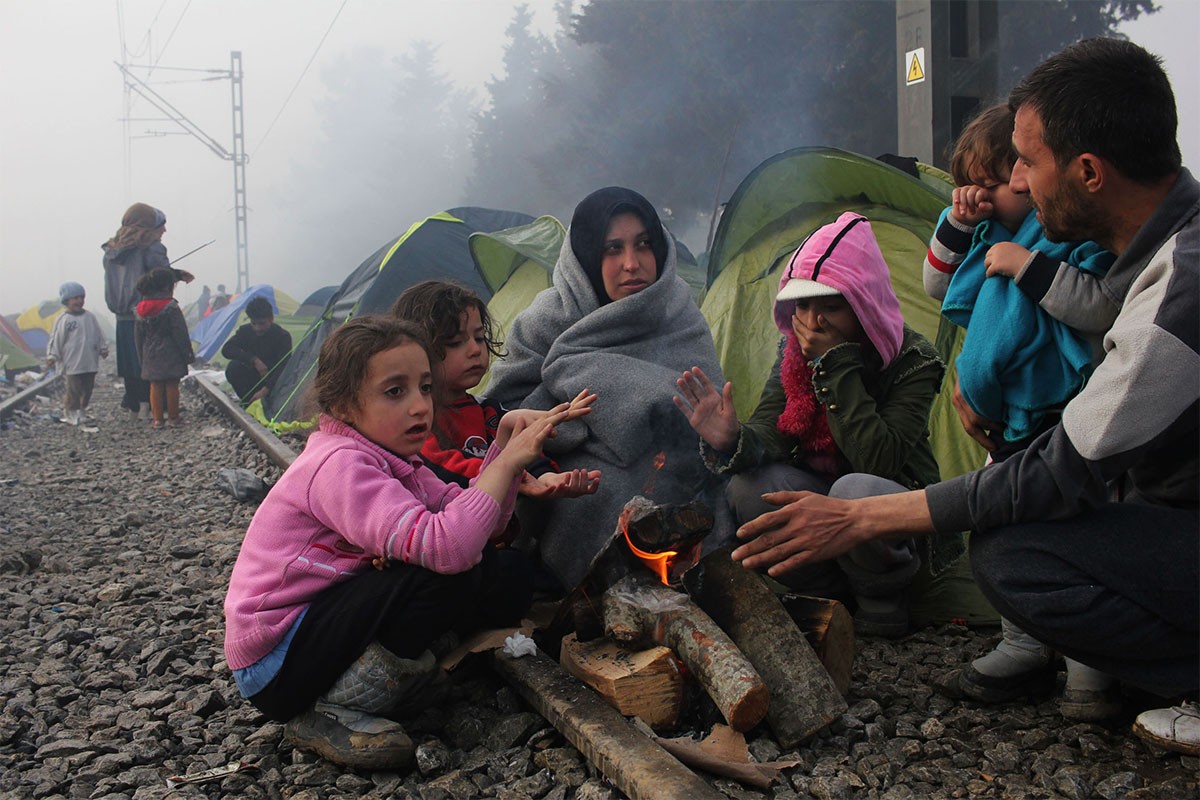 Refugiats a Idomeni, a la frontera entre Grècia i Macedònia