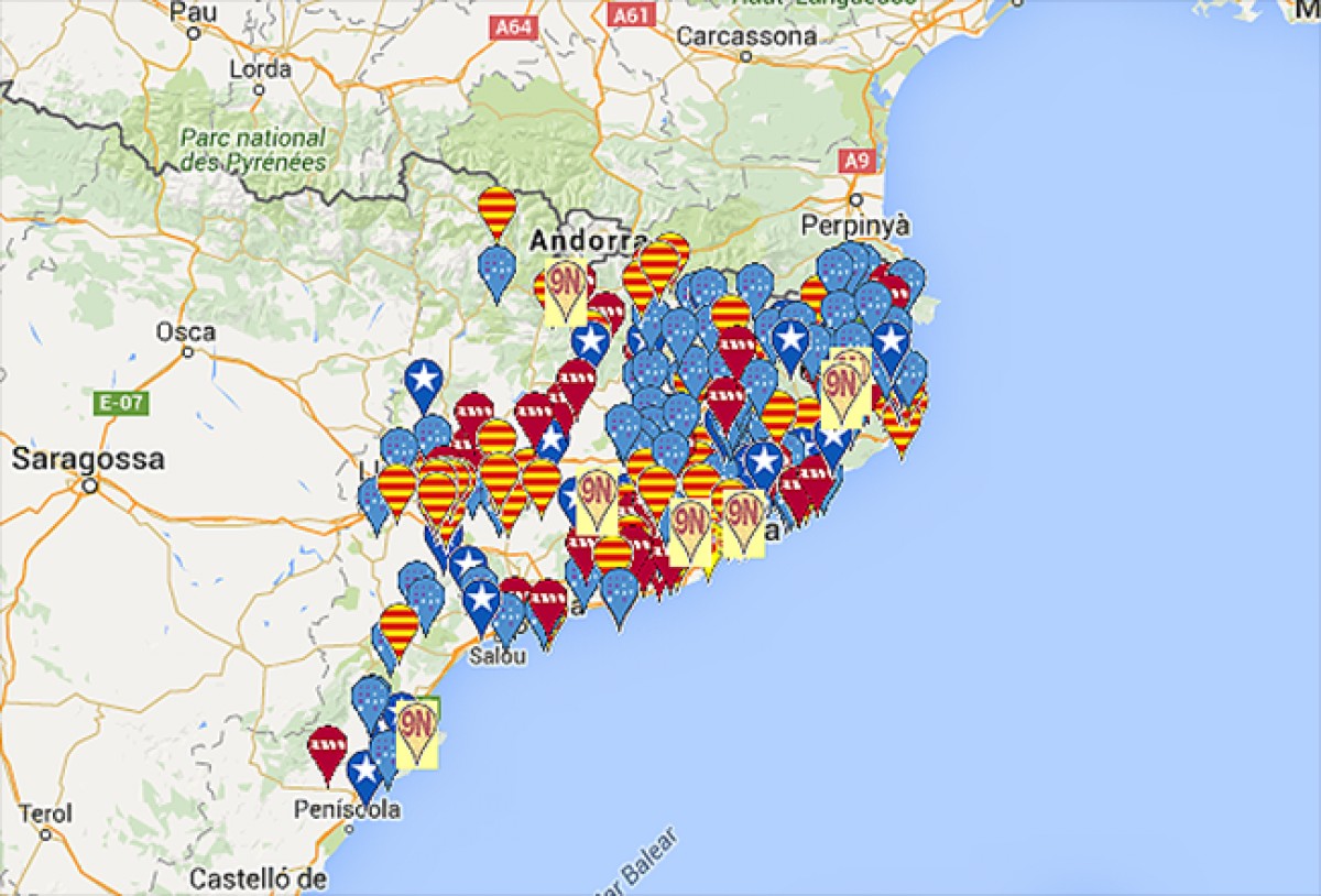 El mapa de l'AMI amb els municipis denunciats