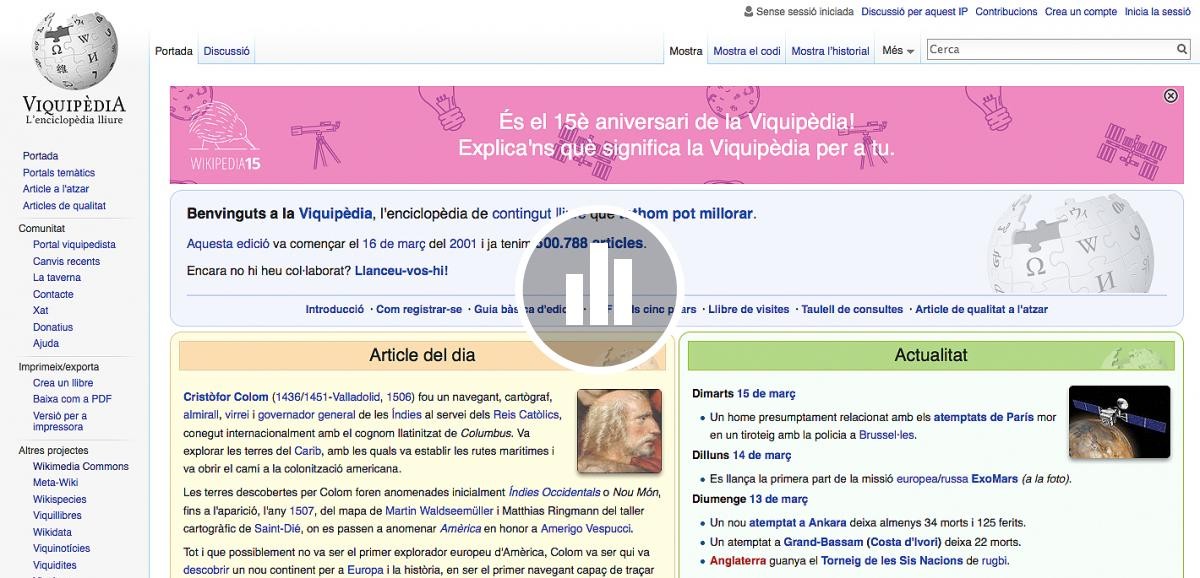 Gràfic sobre l'evolució d'articles de la Vikipèdia catalana