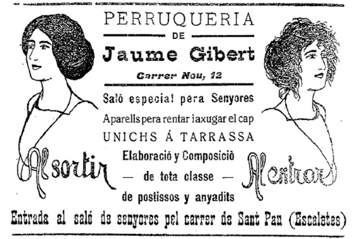 L'anunci de 1911 de la perruqueria de Jaume Gibert 