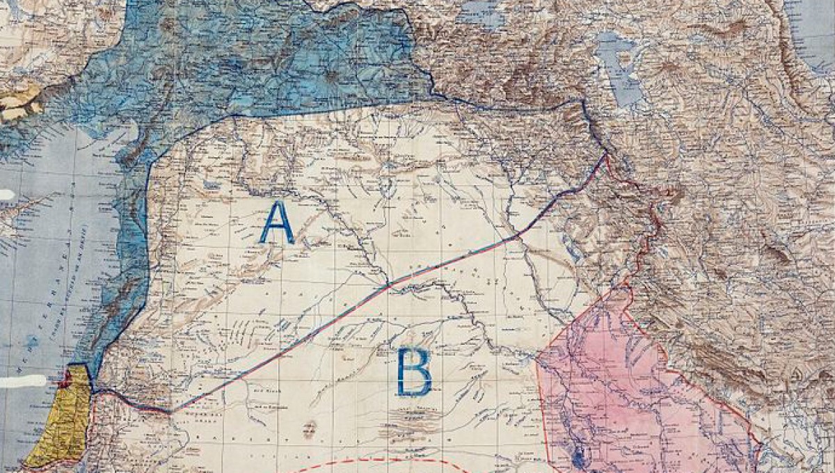 Mapa resultat de l'acord Sykes-Picot