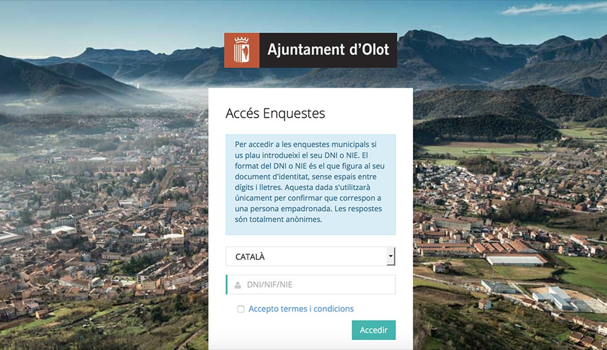 Captura de pantalla de l'accés a la consulta de l'Ajuntament d'Olot sobre els correbous