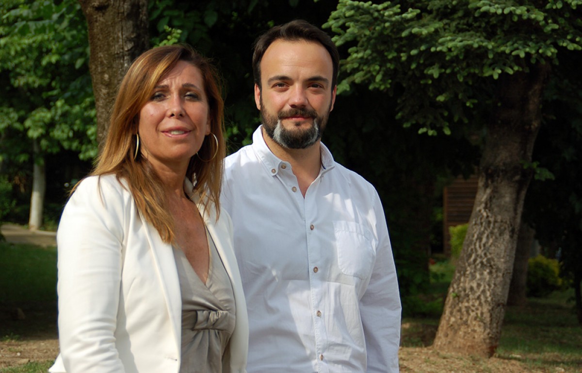 Alicia Sánchez-Camacho i Joan Antoni López Noguera, en un acte de campanya a Berga