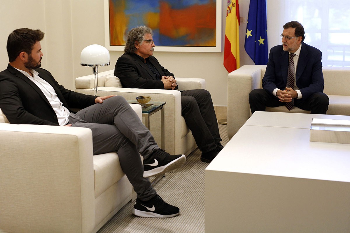 Joan Tardà, Gabriel Rufián i Mariano Rajoy, a la Moncloa