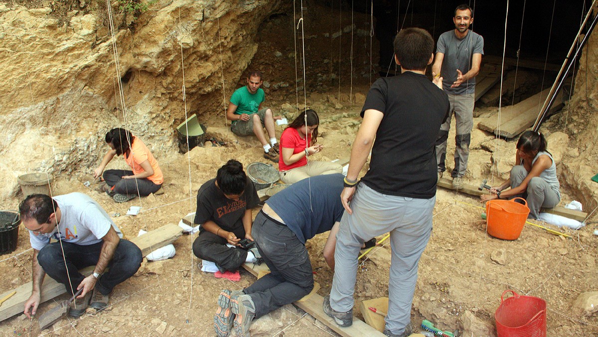 Pla general de l'excavació a la Cova de les Teixoneres de Moià