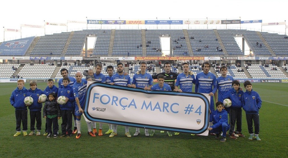 El primer equip del Lleida Esportiu es va recordar de Marc Resa