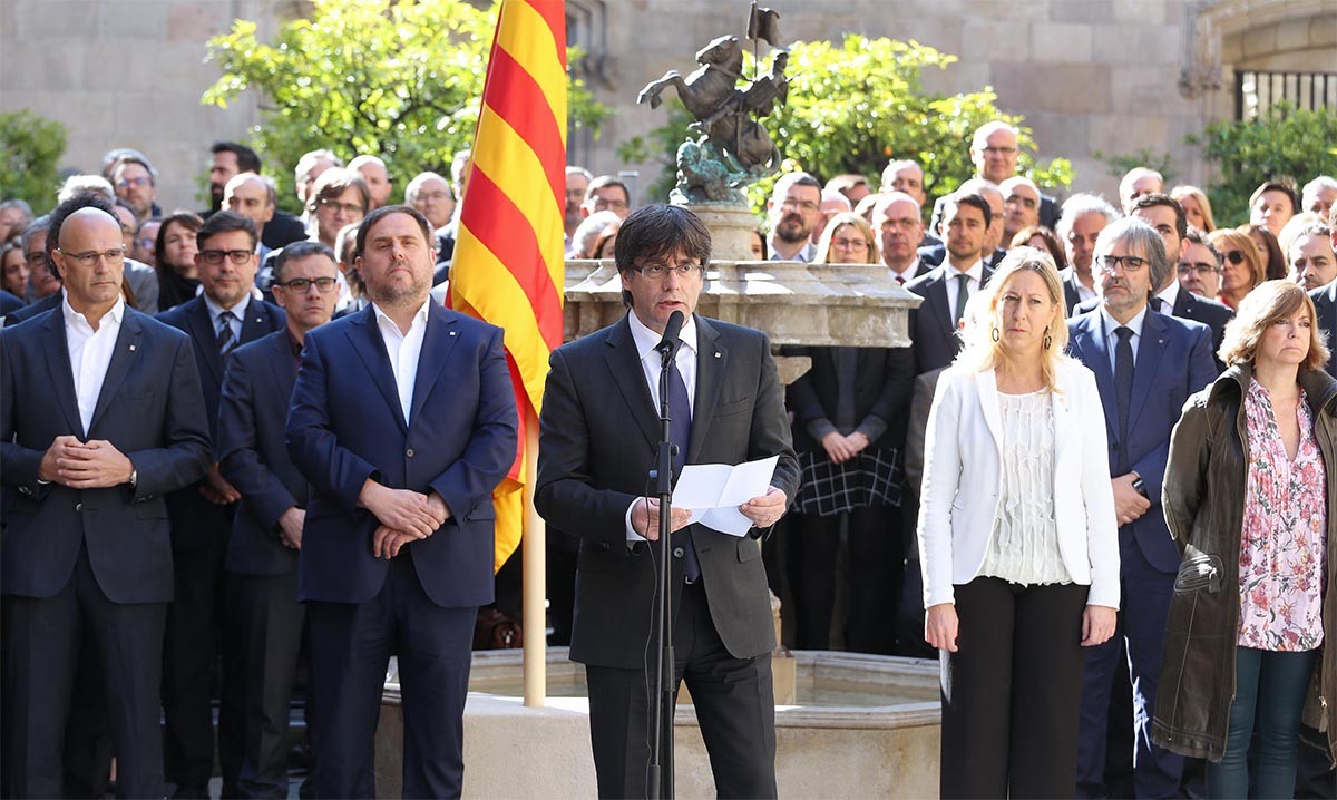 Carles Puigdemont, en l'acte de compromís amb el referèndum