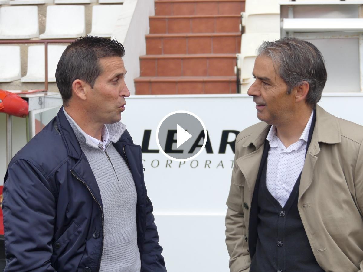 Juan Merino i Natxo González parlant del derbi que es jugarà al Nou Estadi 