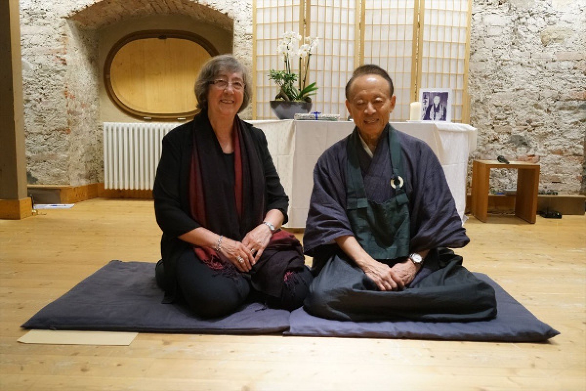 Berta Meneses, amb el mestre zen Ryoun Yamada.