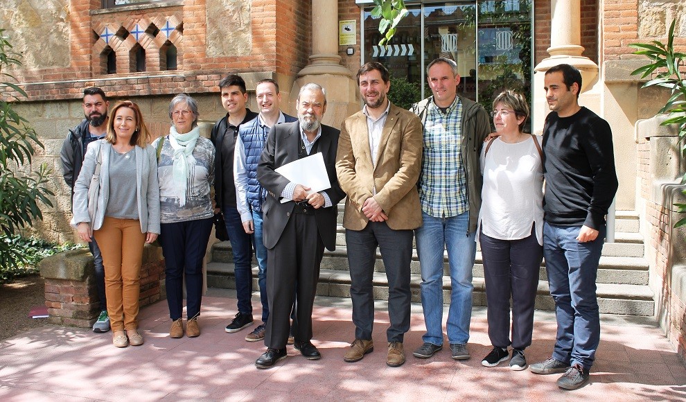 Foto de grup de la presentació de la trobada, aquest matí, a Barcelona