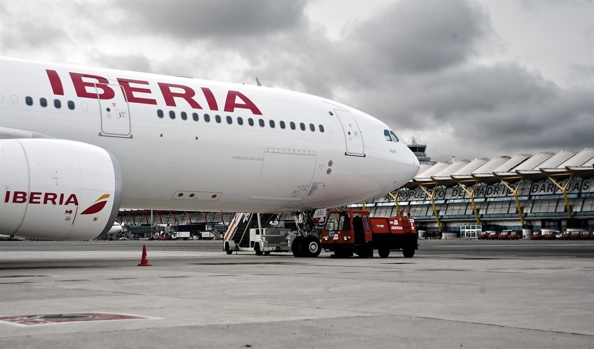 Un avió d'Iberia a l'aeroport de Barajas