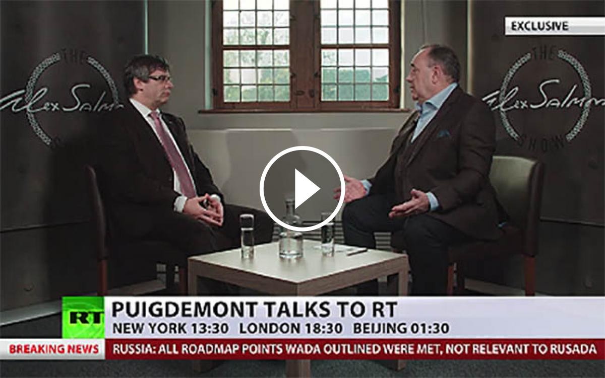 Carles Puigdemont, entrevistat per Alex Salmond a Russia Today