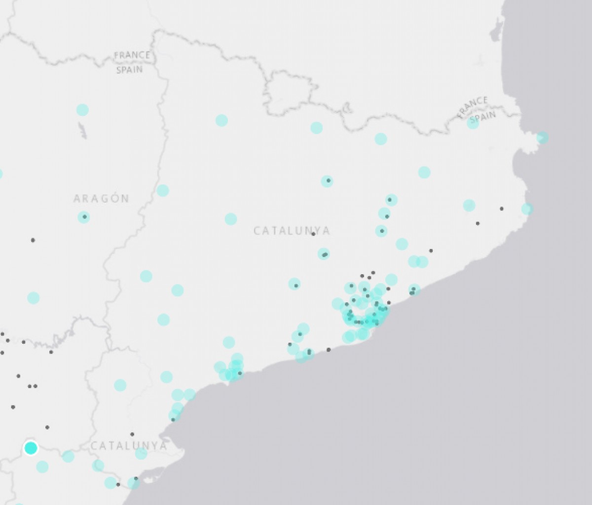El mapa de Catalunya amb els diferents punts 
