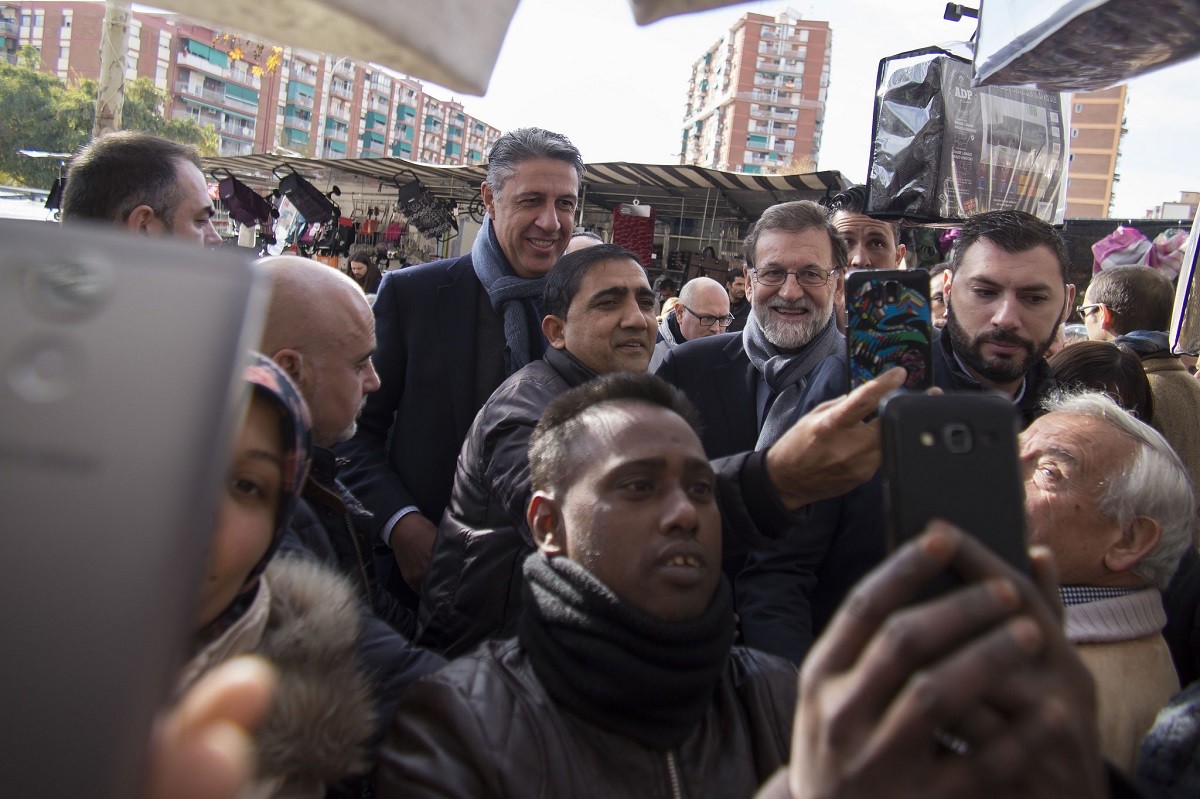 Mariano Rajoy i Xavier García Albiol en un acte de campanya a Badalona