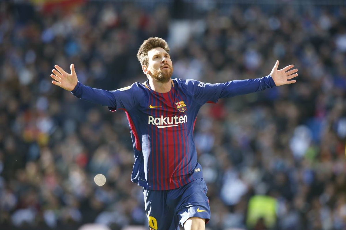 Leo Messi celebra un gol al Bernabéu.