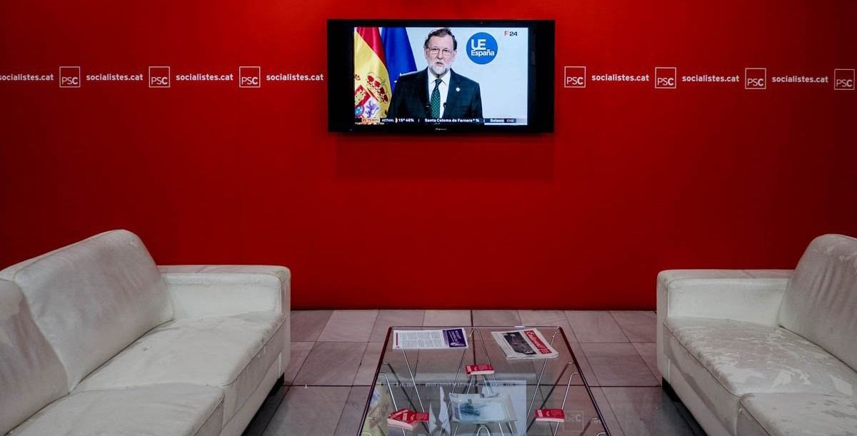 Mariano Rajoy, a la televisió de la seu del PSC