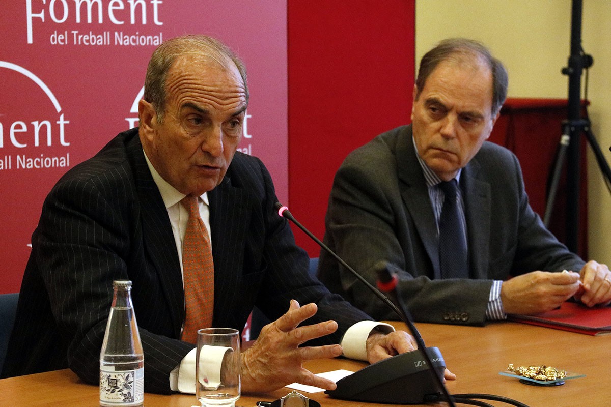 Joaquim Gay de Montellà i el secretari general de Foment del Treball, Joan Pujol