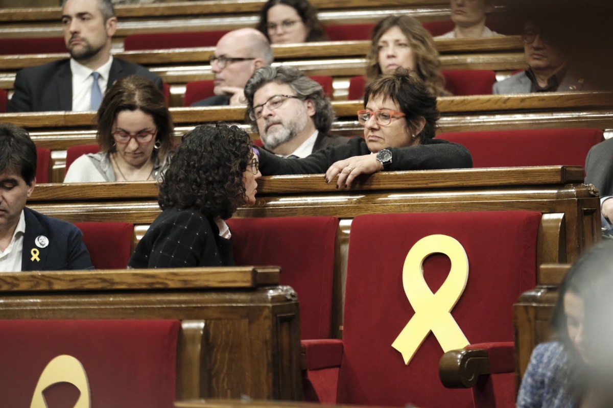 Marta Rovira i Dolors Bassa, en el Parlament de Catalunya.