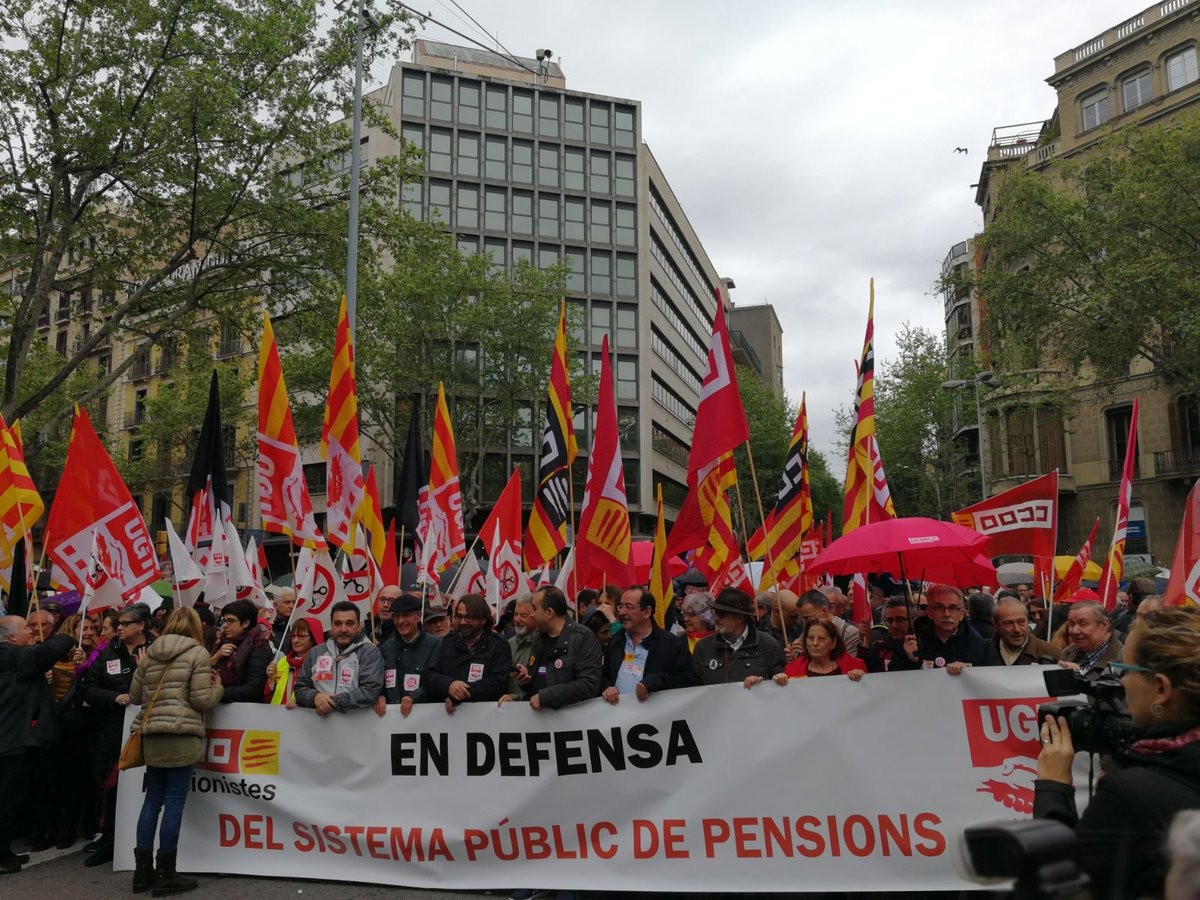 Manifestació recent a Barcelona en defensa de les pensions. 