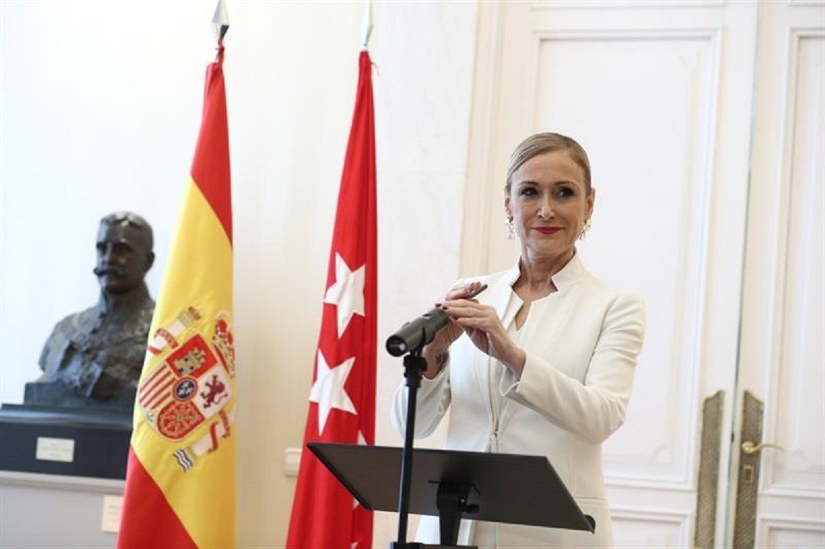 Cristina Cifuentes en la roda de premsa en què va anunciar la seva dimissió
