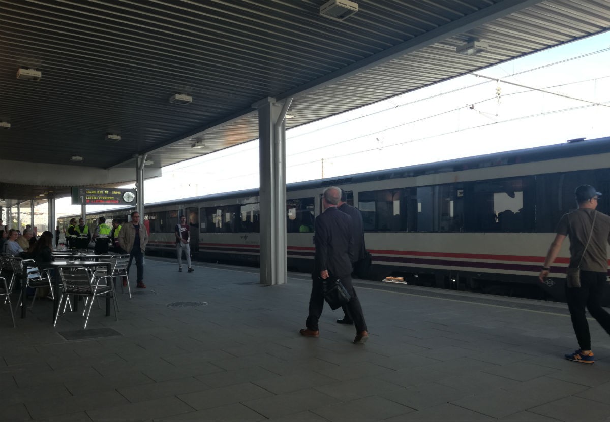 Un tren aturat a l'estació de Tarragona 