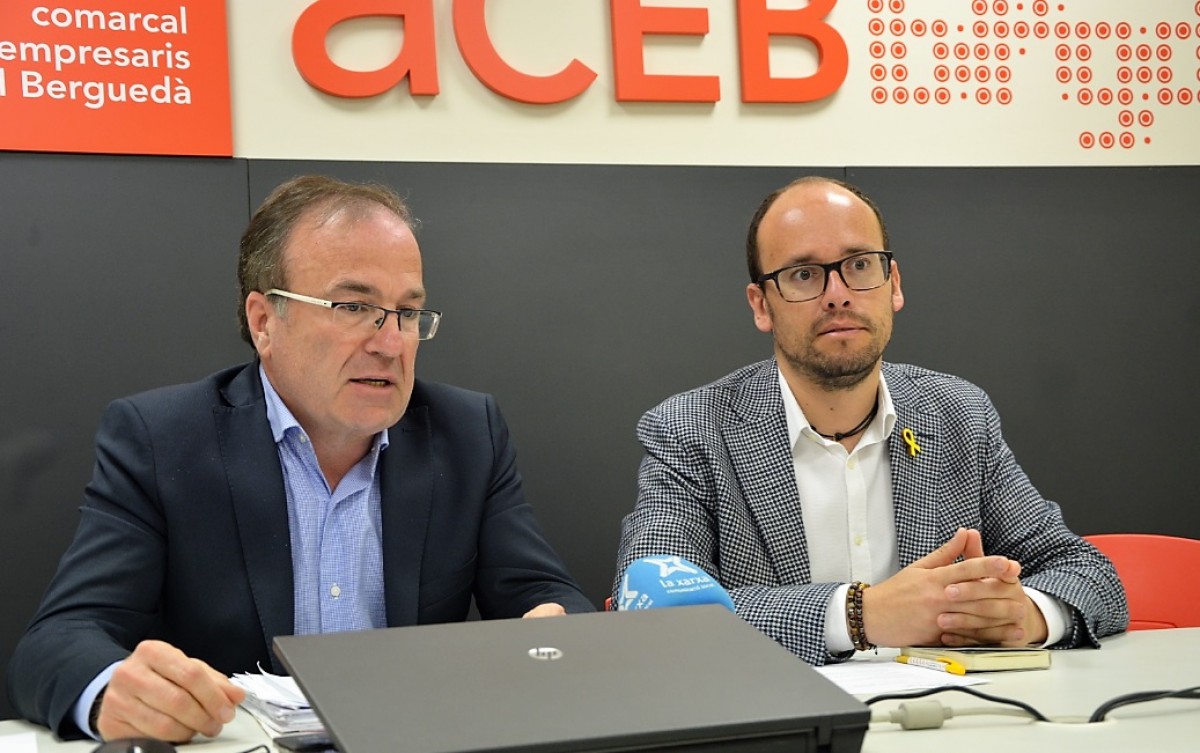 El president de l'ACEB, Josep Fígols, i el president comarcal David Font, aquest dilluns al migdia.