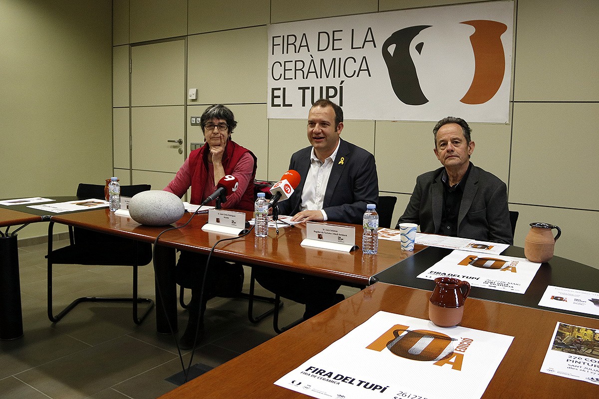 Rosa Garcia-Marchan, Joan Carles Rodríguez i Lluís Solanas, durant la roda de premsa d'aquest dimecres.