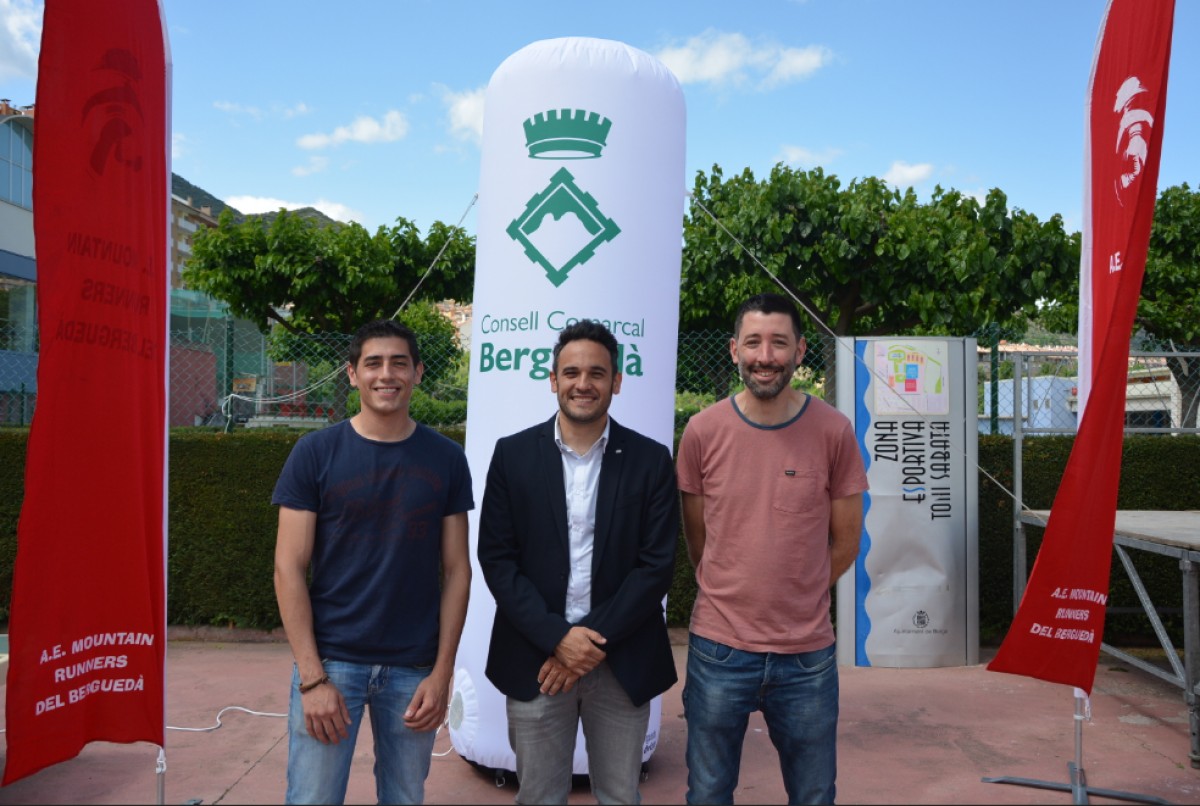 Jordi Massaguer, Abel García i Ivan Sànchez en la presentació de la Berga Trail, aquest dimecres a la tarda.