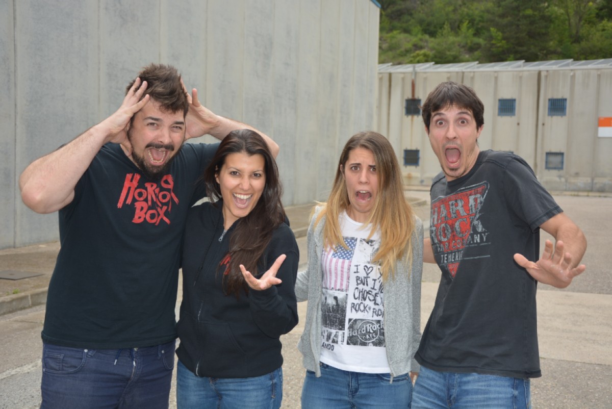 David Moreno, Cristina Raya, Sílvia Mosella i Climent Vila al polígon que acollirà Horrorland.