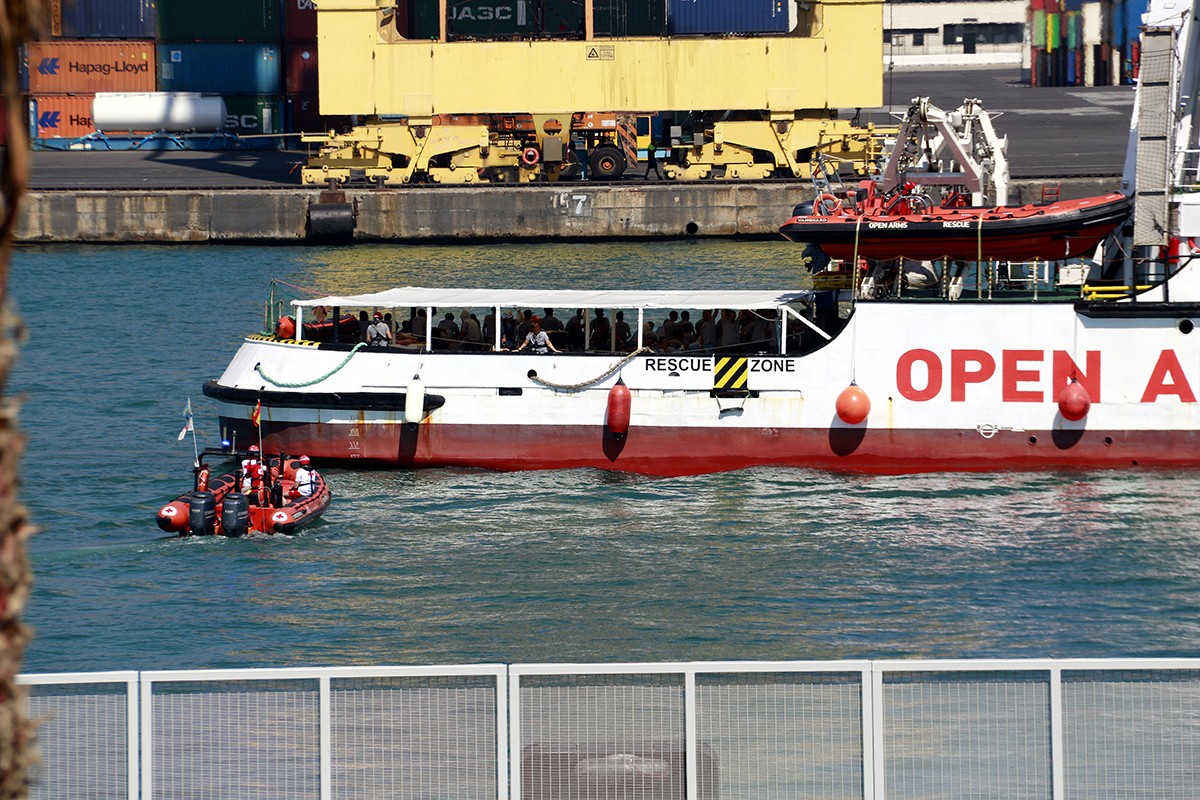 L'arribada a Barcelona del vaixell d'Open Arms amb 60 immigrants, el passat juliol