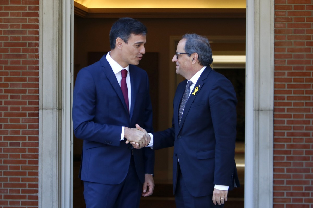 El president del govern espanyol, Pedro Sánchez, amb el president Quim Torra