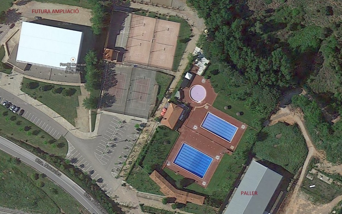 Imatge aèria de com quedaran les instal·lacions esportives de Santpedor després de l'ampliació