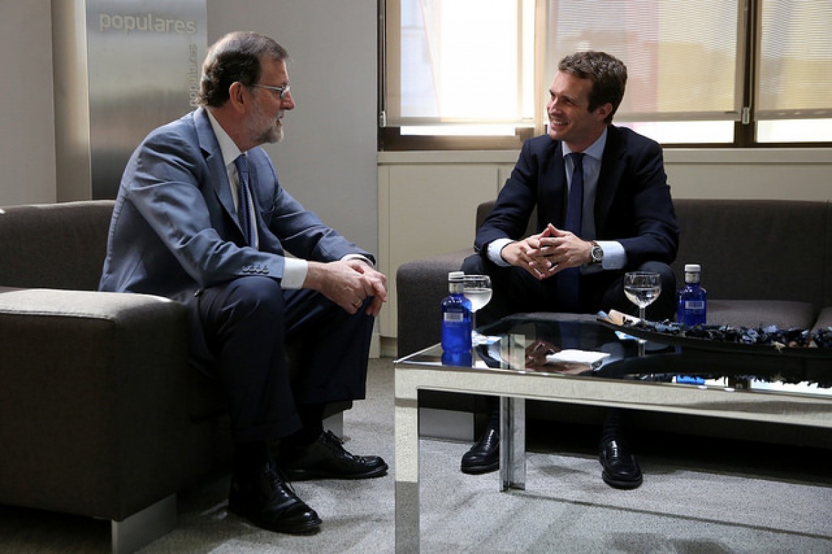 Pablo Casado, amb Mariano Rajoy, en la reunió que han mantingut en les últimeshores