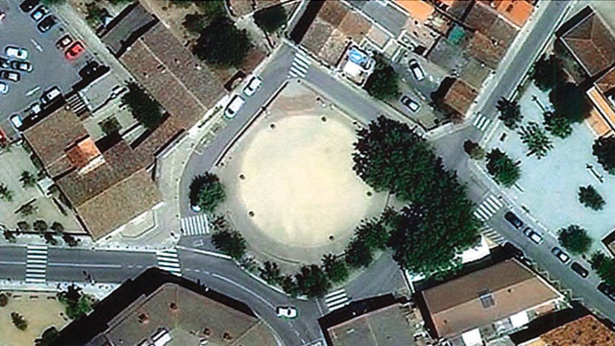 Vista aèria de la Plaça de la Vila de Sant Antoni de Vilamajor
