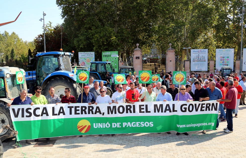 Imatge d’una manifestació de pagesos el passat setembre a Lleida
