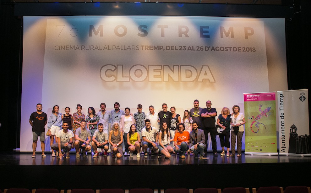 L'organització del Mostremp, directors i jurat dalt de l'escenari de la Lira