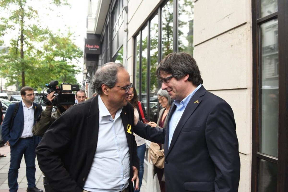 Quim Torra i Carles Puigdemont a Brussel·les.