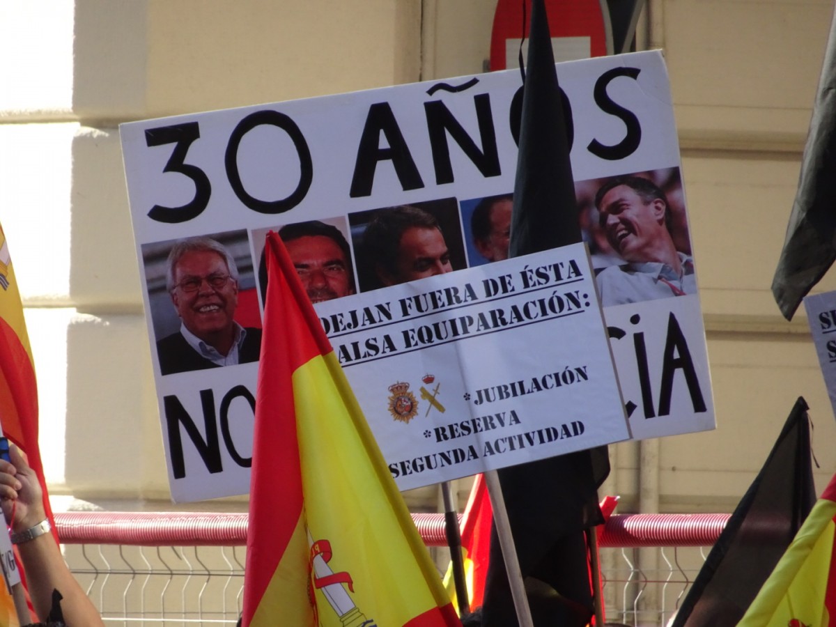 Un detall de la manifestació dels policies espanyols